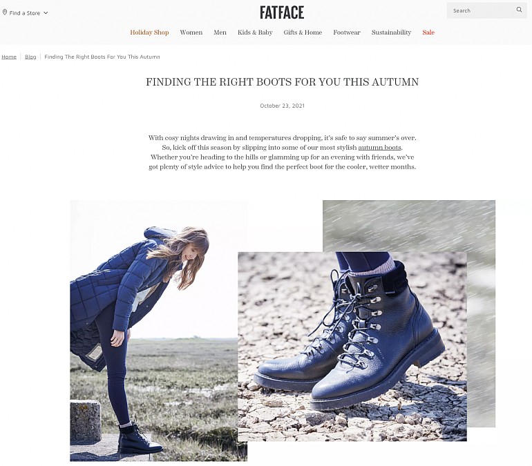 Screenshot of Surena's FatFace article
